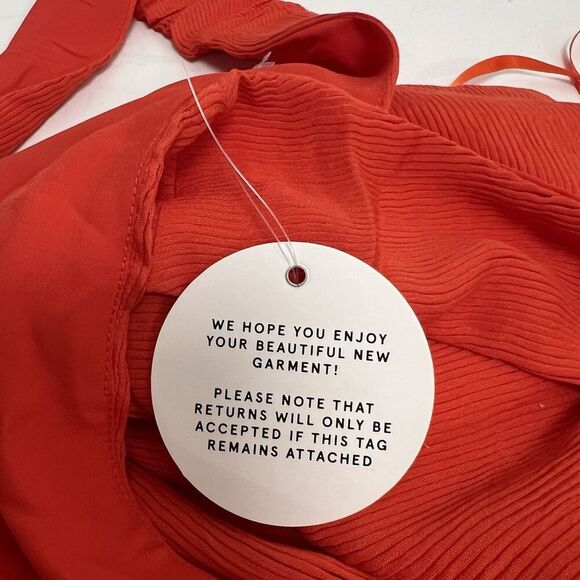 STAUD Prismatic Dress with cut-out Side Slit Off Shoulder Papaya Orange Size 6 - Picture 11 of 14